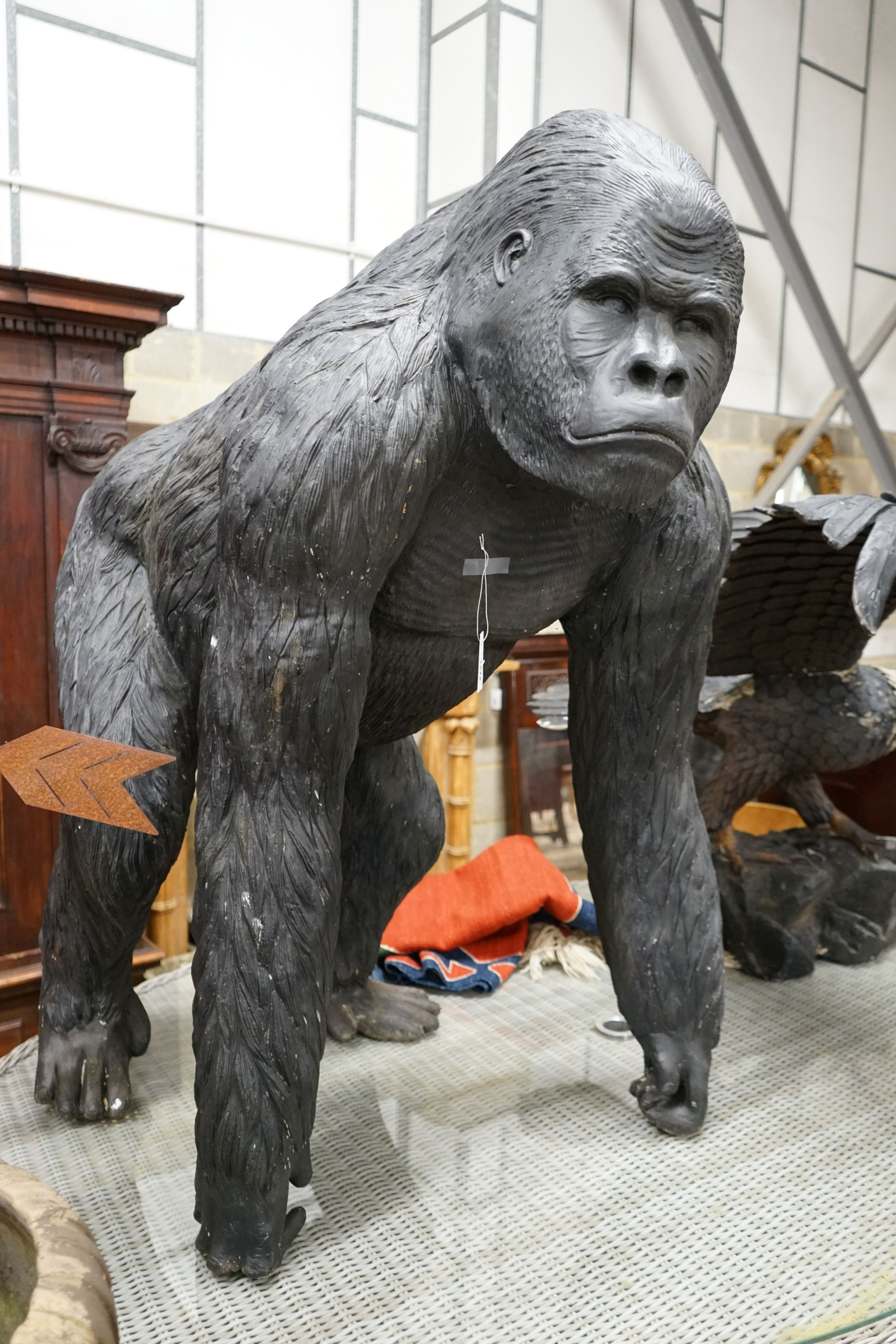 A large composition gorilla garden ornament, height 126cm